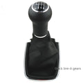 Silver and black 6-speed gear shift knob for Volkswagen Mk4 models with dirt-proof cover
