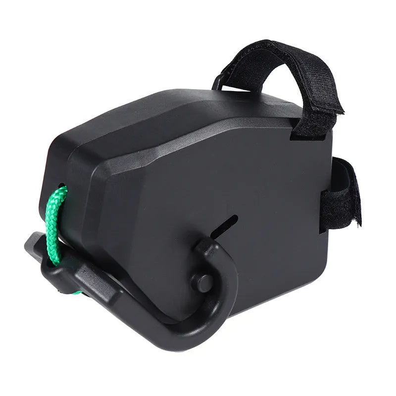 Black plastic trailer rope for connecting child trailers to mountain bikes