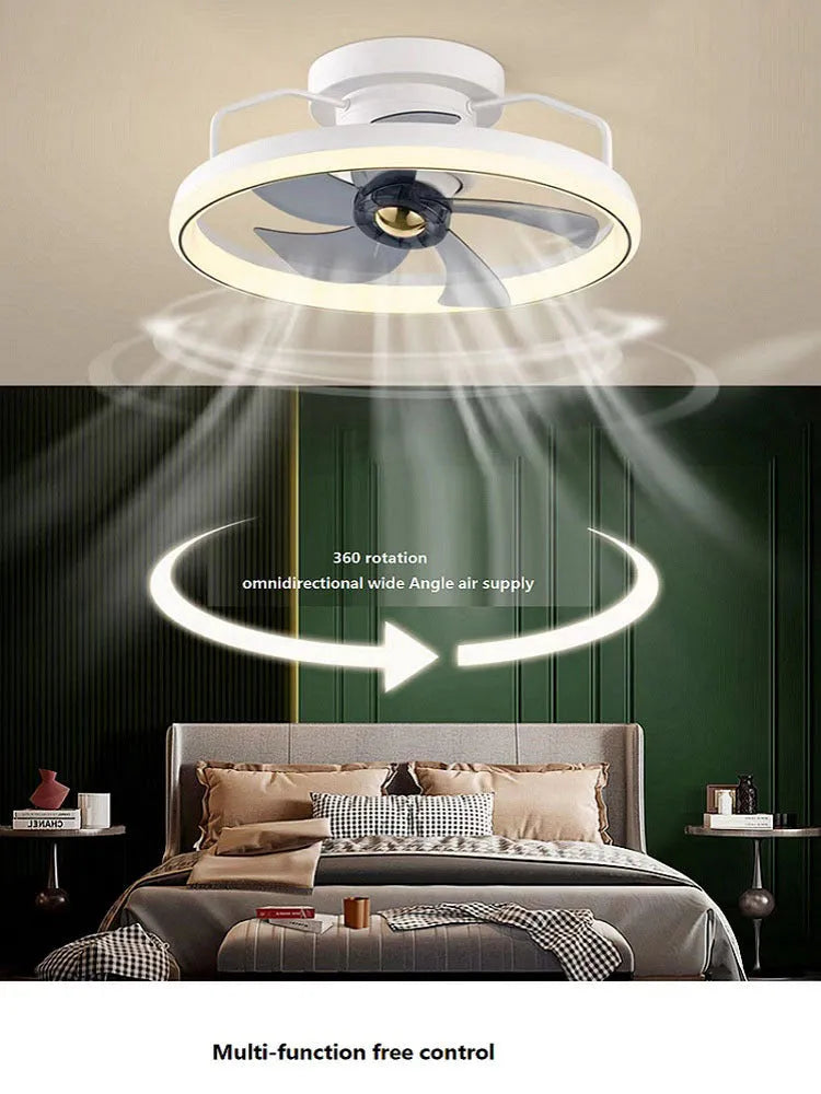 Modern simple style ceiling fan with light fixture, 50cm diameter, with PC blades and acrylic shade.