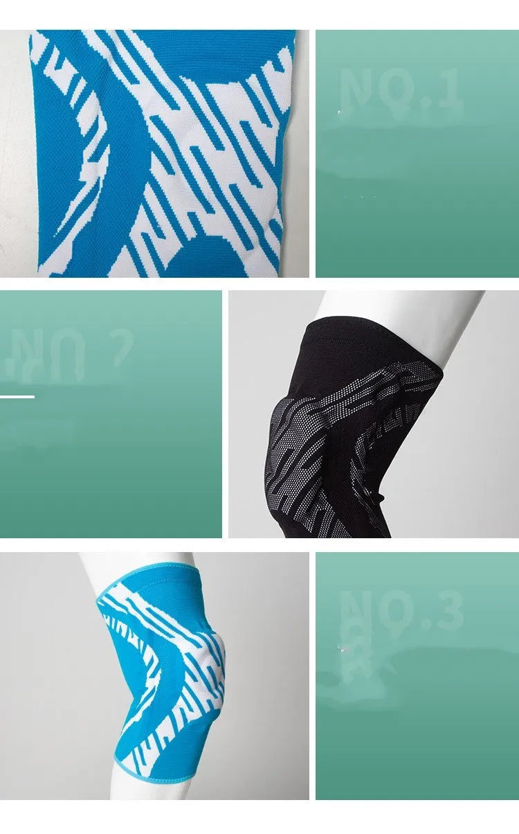 Black and blue basketball kneepads for men with compression fit in four sizes