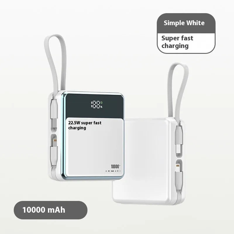 Super fast charge power bank 10000mAh with cable in black plastic shell