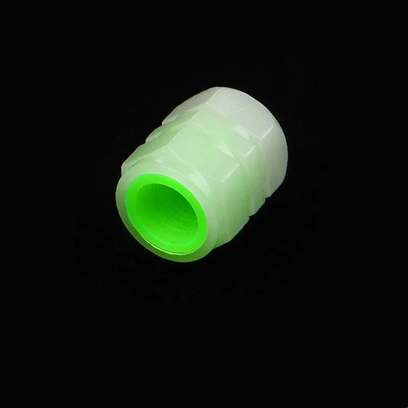Black rubber car luminous valve caps with glow feature for tyre valves.