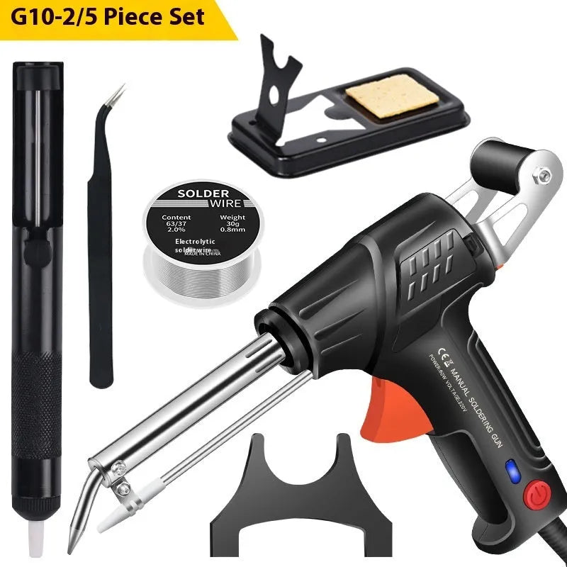 Black G102 alloy soldering gun kit with light, five-piece set with CN EU US standard options