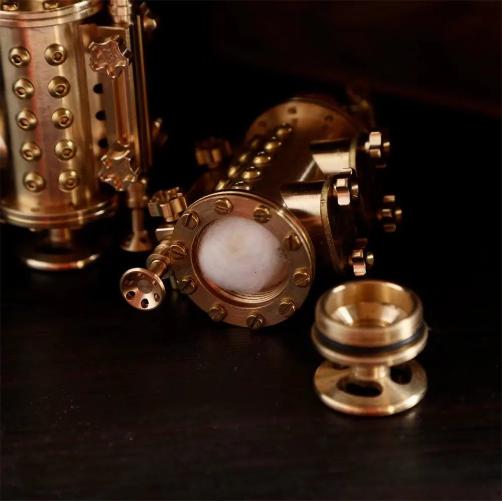 All copper handmade kerosene lighter with brass colour, mechanical punk style, shaft even design