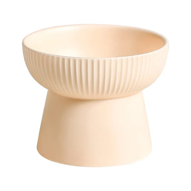 Striped oblique matte purple anti-tumble porcelain cat goblet rice bowl on a light background
