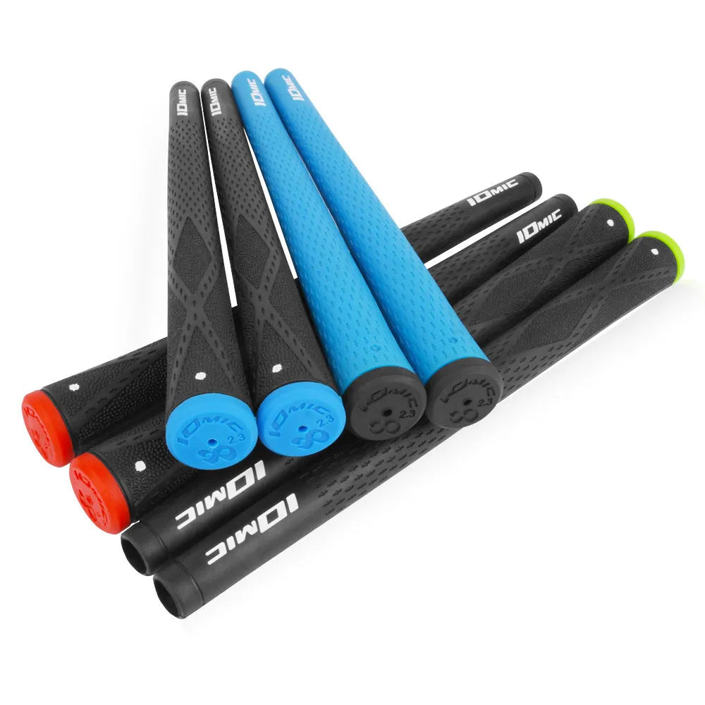 TPE material golf club grip shown in multiple colour options: pink, red, blue, white, and black.