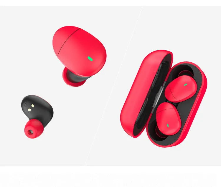 Flame red Qualcomm QCC3040 Bluetooth 5.2 wireless earphones with charging case