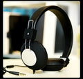 Wired over-ear sports headphones in six colour options, showing the headband and built-in microphone.