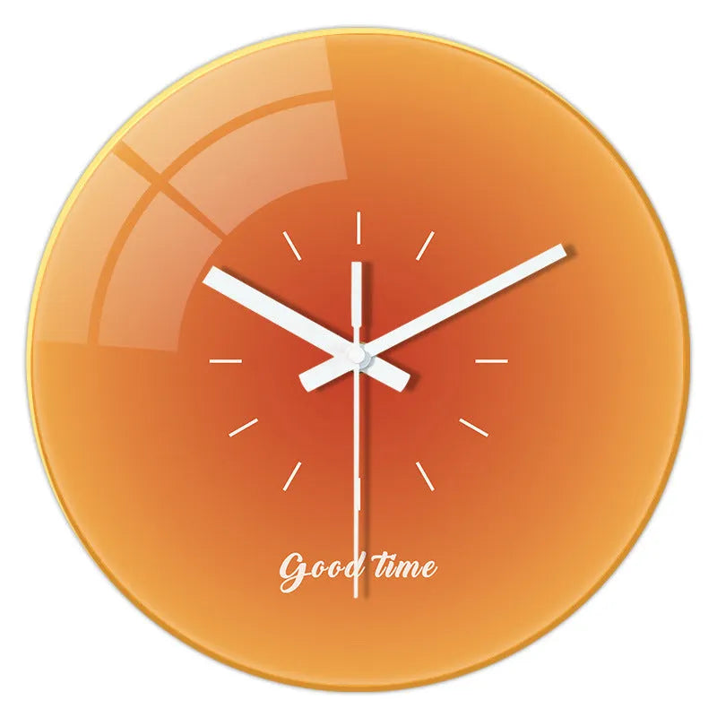 Retro 3D stereo acrylic vinyl CD record wall clock with glass front, 12 inch diameter, gold pointer style on white background