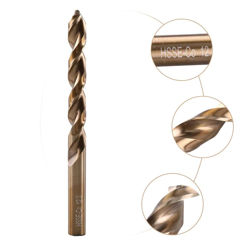 Stainless steel straight shank twist drill bit for metal iron aluminium drilling, 1mm to 10mm sizes