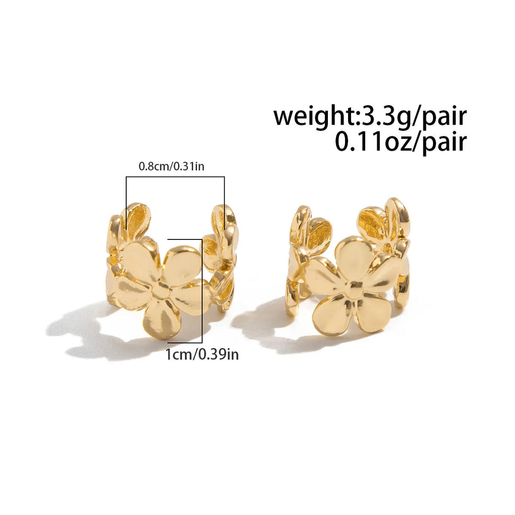 Women's starfish and conch shell stud earrings with electroplated gold finish