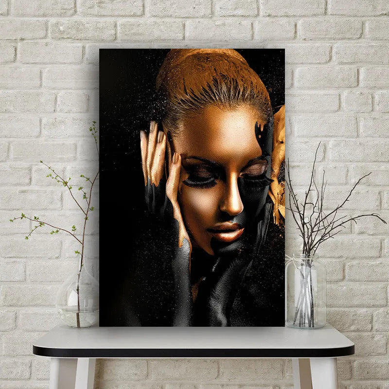 Frameless canvas wall painting with still life African woman pattern, abstract series, five sizes from 20x30cm to 60x80cm