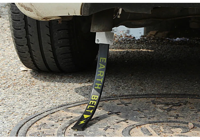 Black car electrostatic grounding chain made of rubber and copper wire, measuring 370mm in length.