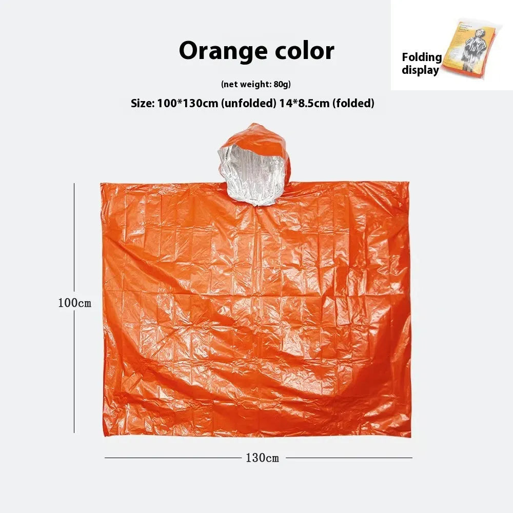 Marathon Wild Cross-country Raincoat in army green or orange colour showing 100x130cm dimensions