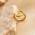 Retro love heart ring stainless steel 18K gold plated, heart shape, unisex style JZ-YS394