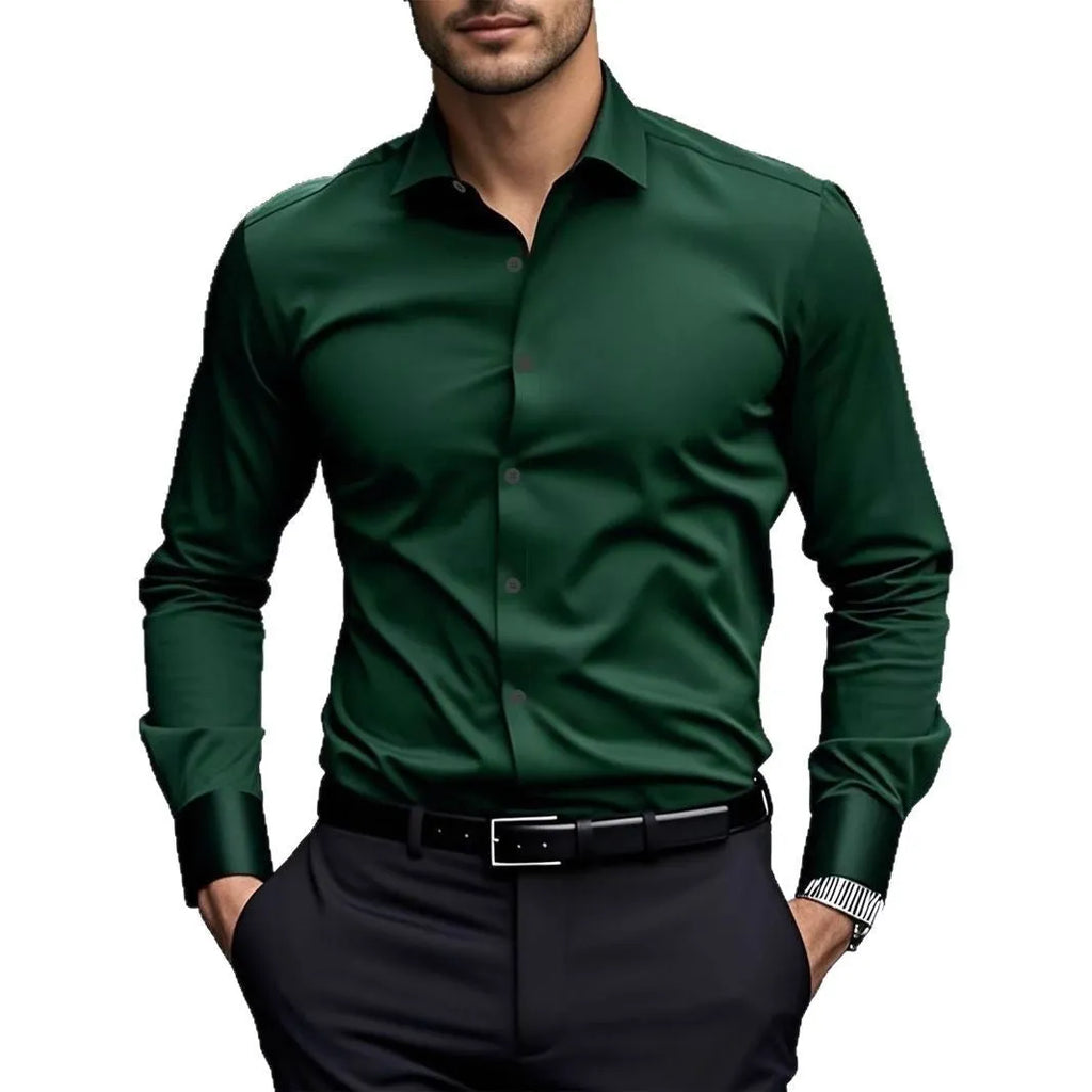 White slim fit four-way stretch cotton formal shirt for business wear