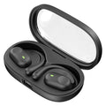 Bone conduction sports headset in black with digital display and ear hook design