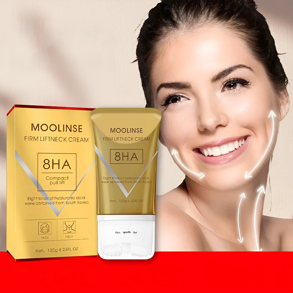 Medium sample size neck moisturising cream for dry skin types in cosmetic packaging