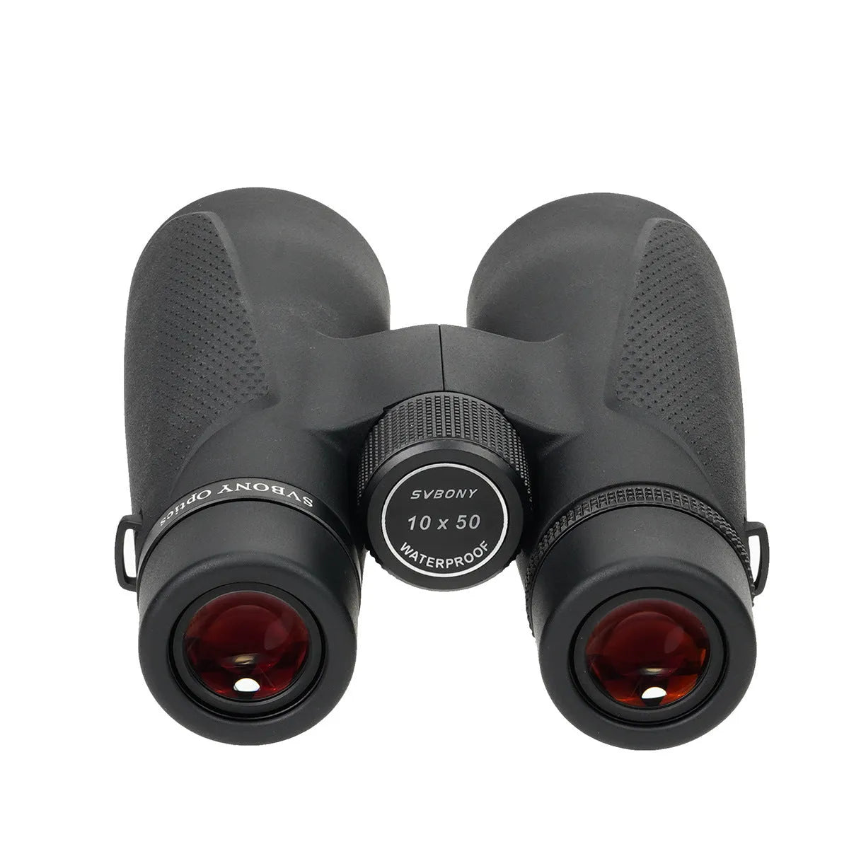SV202 10x50 ED binoculars in black with magnesium alloy body, rubber armour, and twist-up eyecups