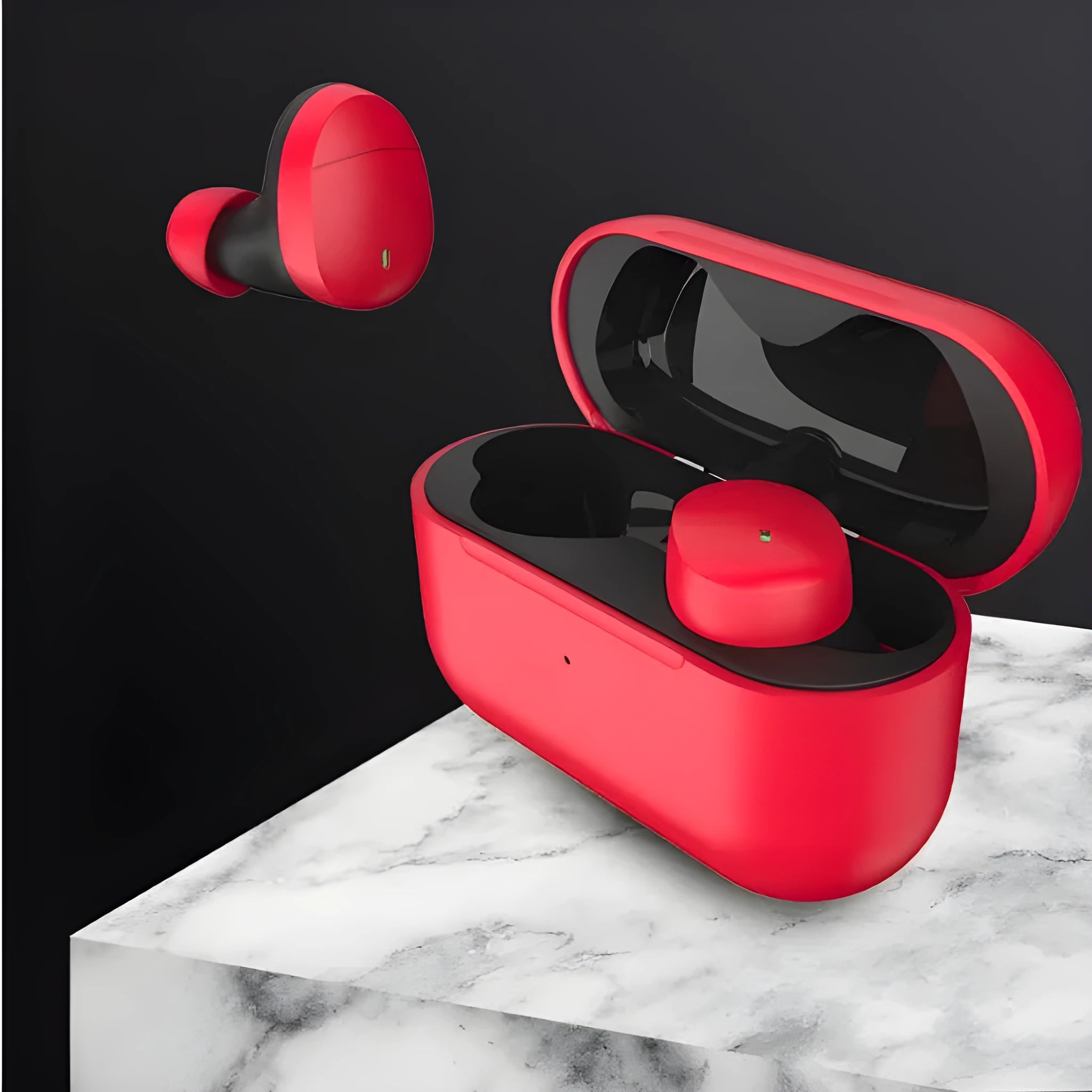 Flame red Qualcomm QCC3040 Bluetooth 5.2 wireless earphones with charging case