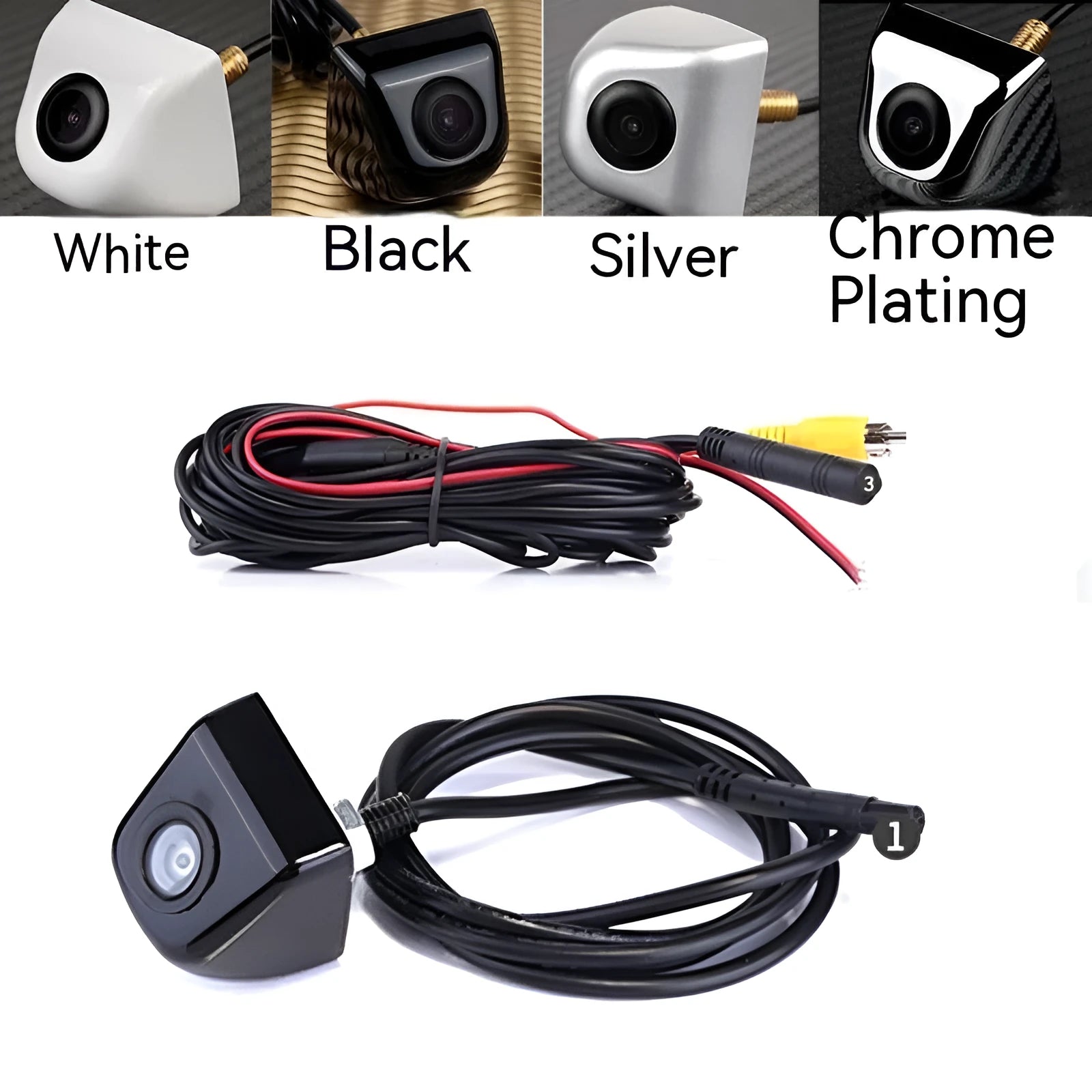 HD waterproof car rearview camera with metal housing showing screw mounting points