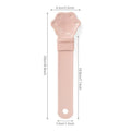 Cat food feeder squeeze tool with blue cat claw shaped spoon and sliding squeezer