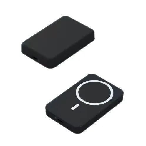Bi-directional fast charging magnetic wireless power bank 10000mAh compact plastic shell black