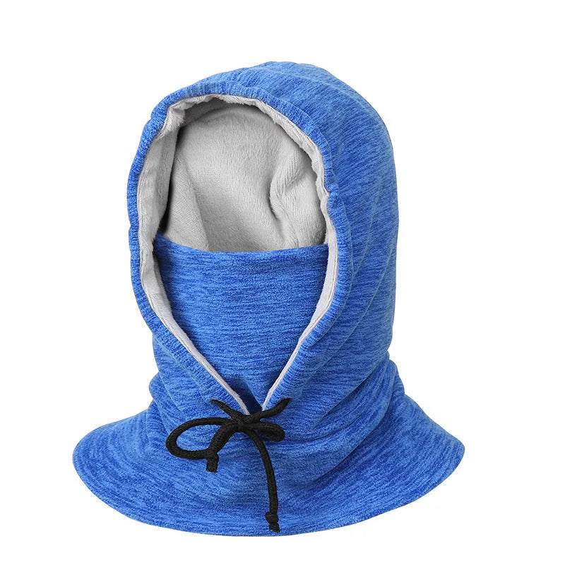 2-in-1 winter cycling hat scarf unisex cotton satin dome cap windproof cold-proof black blue light grey navy wine red
