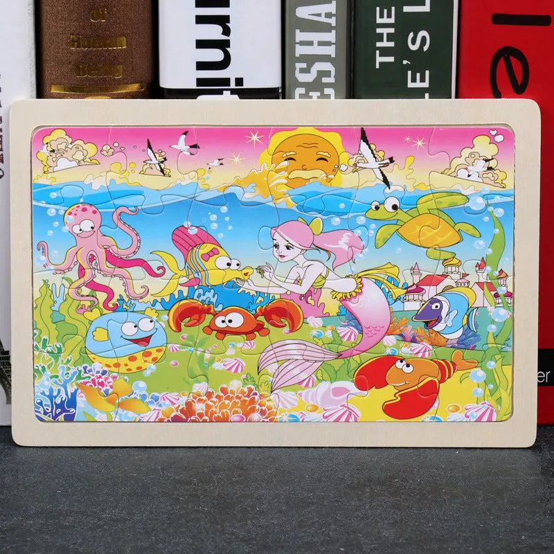 80 piece wooden animal jigsaw puzzle in iron box with non-toxic paint for children aged 3+
