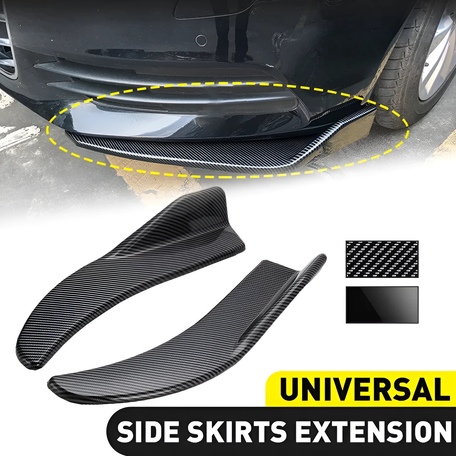 Front and rear black ABS car deflector spoiler for General Motors vehicles, 440mm long