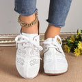 Women's summer lace-up wedge slippers in suede with rubber sole and hollow-out design