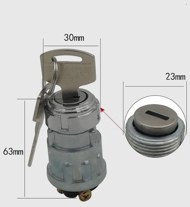 Copper vehicle ignition lock with key for trucks and forklifts