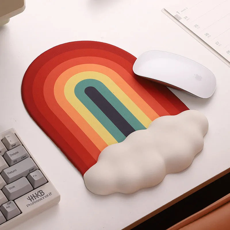 Silicone wrister mouse pad and keyboard support set with colourful cloud pattern design