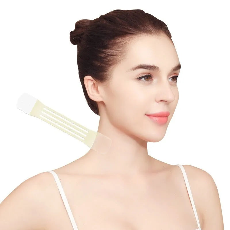 V27 neck pattern firming adhesive tape in skin tone colour with 20 patches across four packs