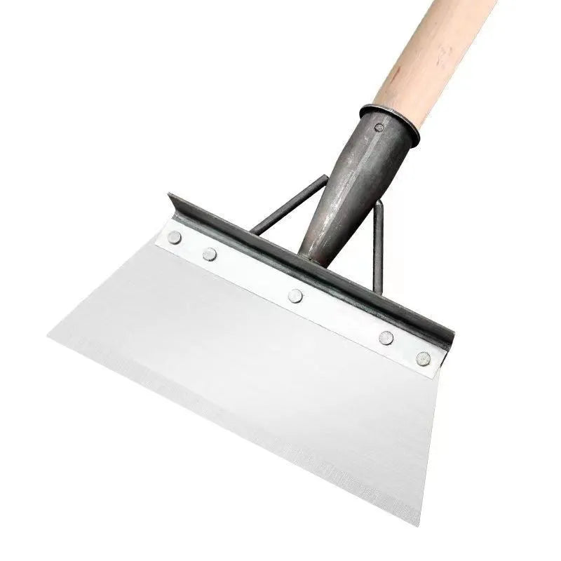 Manganese steel cleaning shovel shown in one of five available sizes for garden and household use.