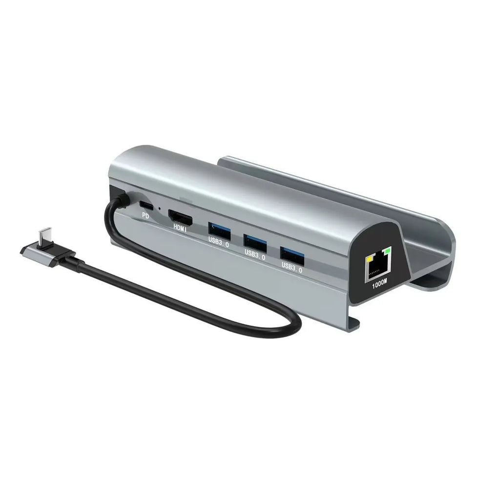 Black aluminium alloy 6-in-1 multifunctional docking station for Steam Deck with Type-C port