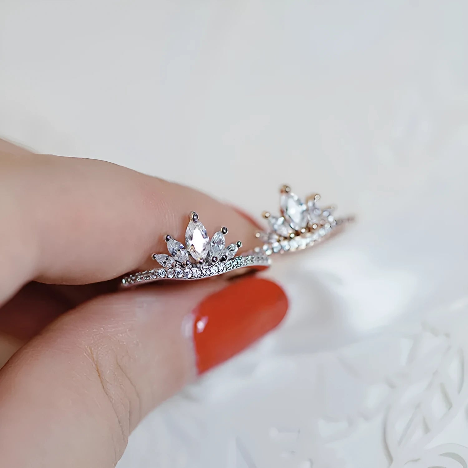 Fashion personality diamond inlaid crown exaggerated women's ring in rose gold 16mm copper electroplated