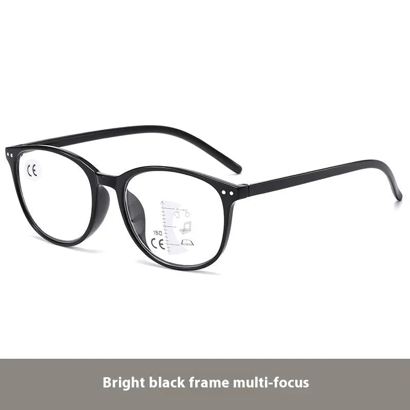 Women's ultra-light multi-focus presbyopic glasses in black focus frame with reading lenses