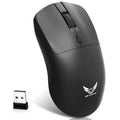 Black wireless mouse with three programmable audio buttons for laptop computers