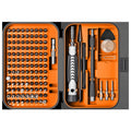 130 In 1 precision screwdriver tool set in orange and blue case with CRV bits
