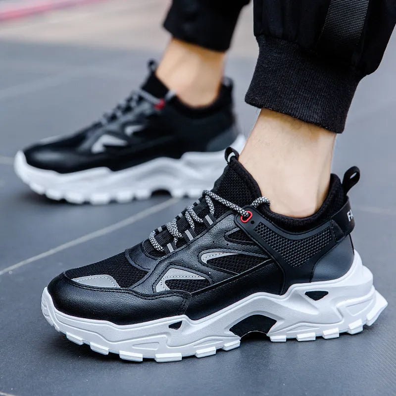 Four Seasons Sports Daddy Shoes Mesh Leather Casual Sneakers Breathable Lightweight Walking Shoes for Men and Women White Black Grey Multiple Sizes 34-44 UK
