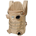 Khaki polyester breathable pet backpack carrier for medium dogs, available in sizes M and L