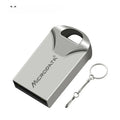 Silver car-shaped metal USB flash drive on a metal necklace chain.