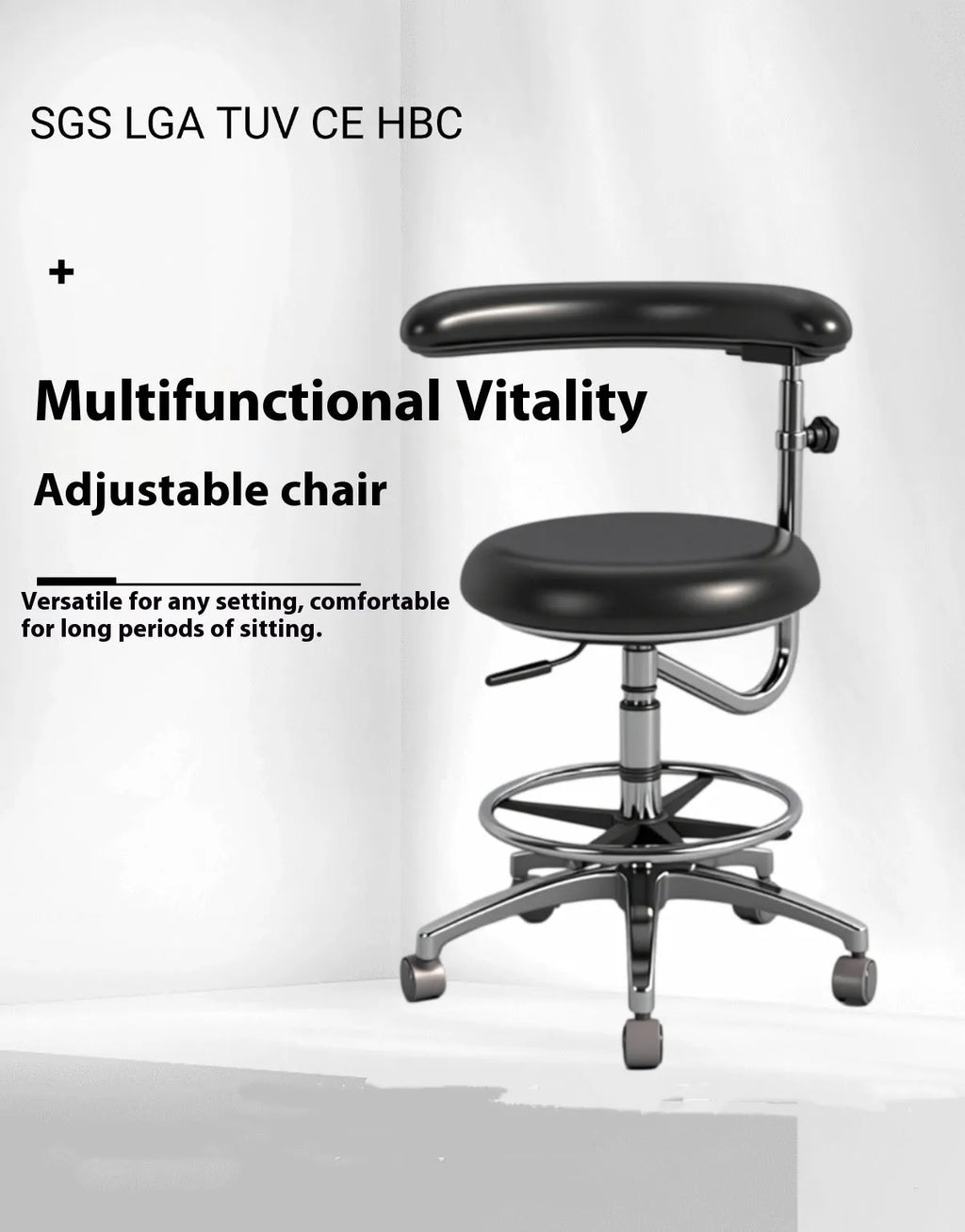Black leather dental hospital chair lift for patient and dentist use