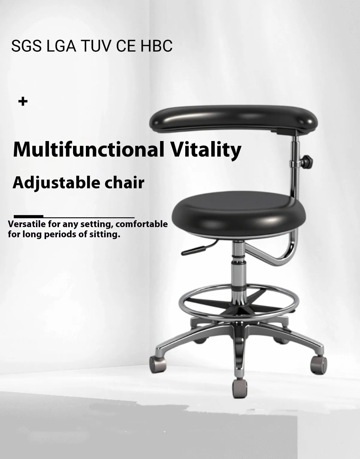 Black leather dental hospital chair lift for patient and dentist use