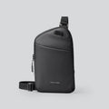 Men's black oxford cloth crossbody bag with sewing thread reinforcement