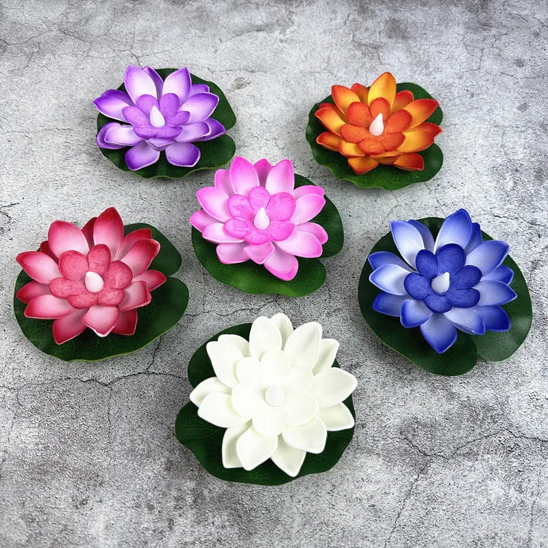 Floating water induction lotus night lamp in pink, 10cm waterproof plastic colourful lantern for pond or bath