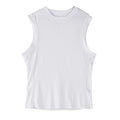 Men's loose black fitness vest made from quick-dry polyester blend fabric for summer sports.