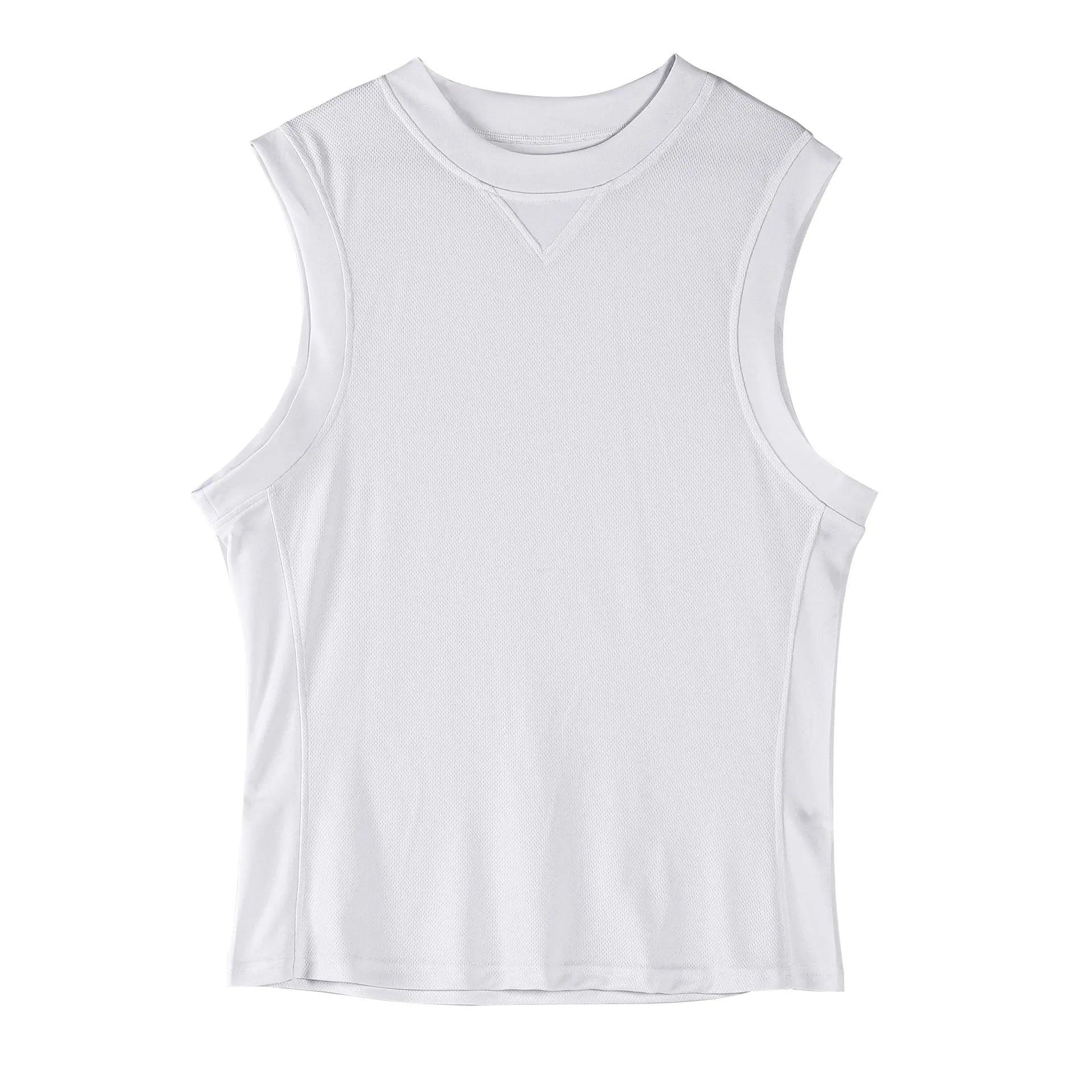 Men's loose black fitness vest made from quick-dry polyester blend fabric for summer sports.