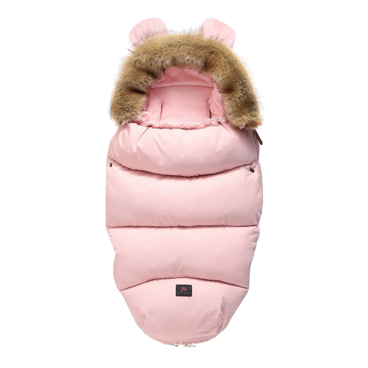 Baby stroller sleeping bag in silkworm cocoon style, shown in a colour option, measuring 100 by 48 centimetres.
